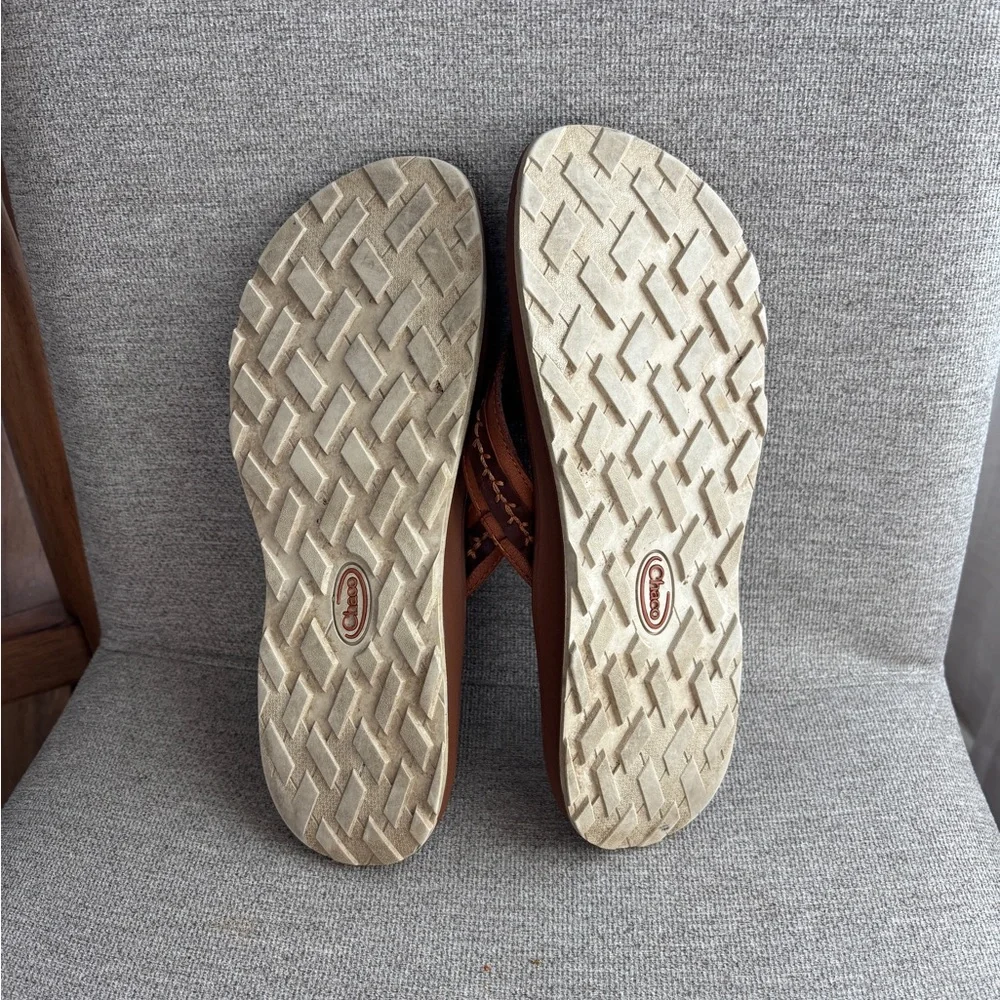 Chaco Brown Leather Strap Flip Flop Women’s Sandals Size 9 - Picture 6 of 6